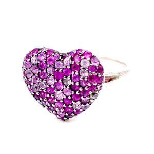 EFFY HEART RING, SILVER & PINK SAPPHIRE